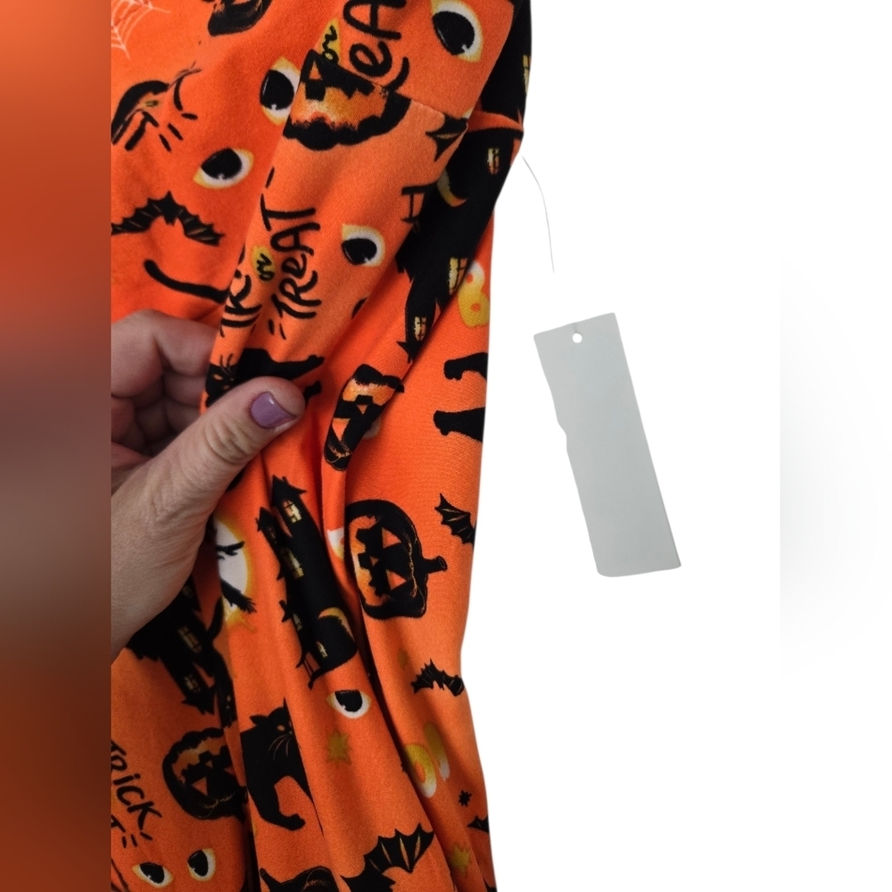Terra & Sky Halloween Leggings - Orange and Black Size 4x - Picture 3 of 4